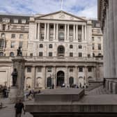 Members of the public in front of the Bank of England on October 3, 2022 in London, England