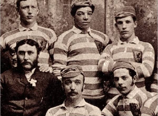 <p>Andrew Watson, pictured top centre (Photo: Scottish Football Museum)</p>