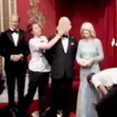 Protestors hit the waxwork of King Charles III