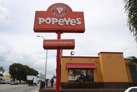 A Popeyes restaurant is seen on February 21, 2017 in Miami, Florida. 