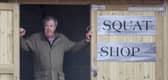 Jeremy Clarkson outside his Diddly Squat farm shop in Chipping Norton, Oxfordshire. 
