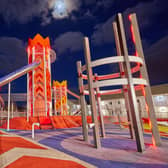 A brand new £2.5 million interactive children’s playground has opened in UK with 24-metre see-saw