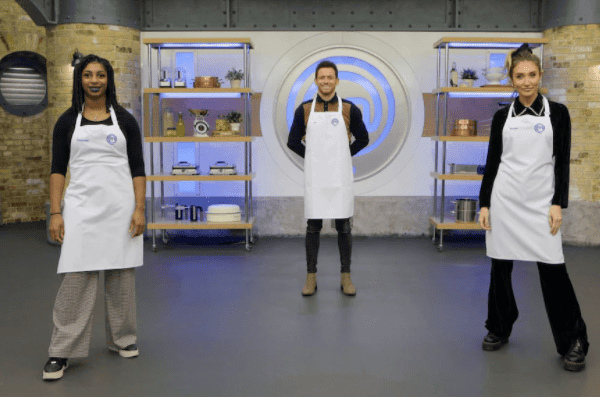Kadeena Cox, Joe Swash, and Megan McKenna competed for the crown with their three-course meal creations (Photo: Shine TV)