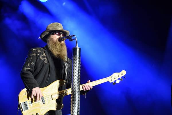 Dusty Hill, bassist of American rock-blues band ZZ Top, has died at the age of 72, his band members have announced (Photo: SEBASTIEN BOZON/AFP via Getty Images)