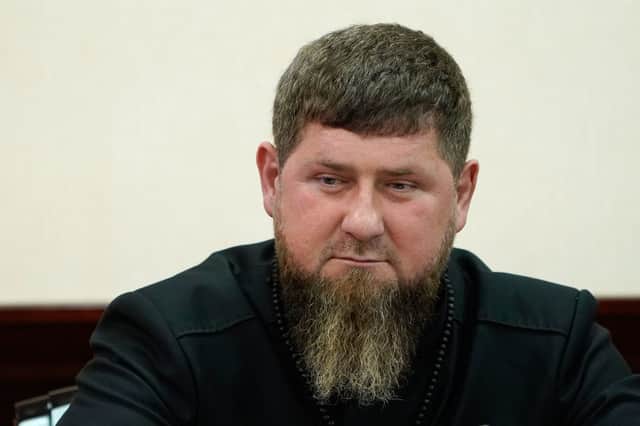 Chechen leader Ramzan Kadyrov attends a meeting of the Council on Interethnic Relations chaired by President Vladimir Putin in Pyatigorsk, Stavropol Krai region, on May 19, 2023. (Photo by TATIANA BARYBINA/Press service of the governor of/AFP via Getty Images)