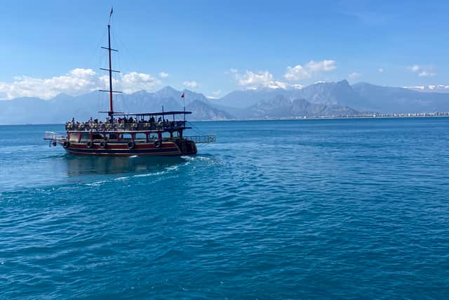 The boat trip to the Duden Waterfalls in Antalya. (Photo: Isabella Boneham)