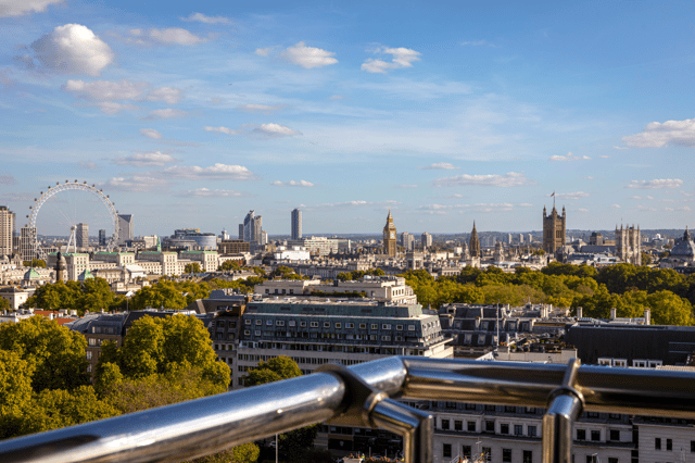 Incredible view of London from the penthouse at the Cavendish Hotel.