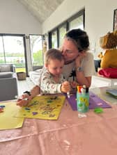 Annabel Fenwick Elliott and son Jasper in Mauritius.