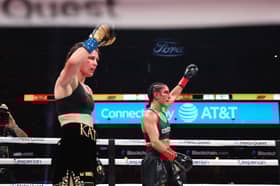 (L-R) Katie Taylor and Amanda Serrano. Photo: Sarah Stier/Getty Images for Netflix