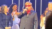 Elton John speaks at a gala performance of The Devil Wears Prada musical.