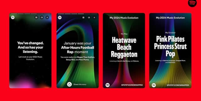 Spotify Wrapped 'music evolution' feature. Photo: Spotify