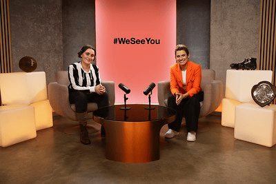 Women's Football legends Lily Parr and Karen Carney / #WeSeeYou