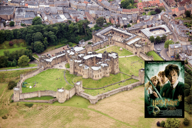 Alnwick Castle in Northumberland featured in two of the early movies in the Harry Potter franchise.
