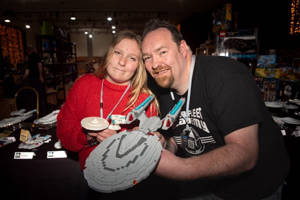 Dean Tomlinson with his daughter Ella, 11, sharing an impressive Star Trek themed LEGO collection