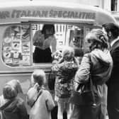 Youngsters queue for an ice cream in 1974
