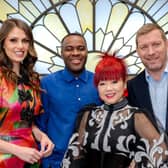 Bake-Off: The Professionals hosts and judges: (L-R) Ellie Taylor, Liam Charles, Cherish Finden and Benoit Blin 