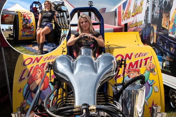 Ellie Pacey with her 'light modified' tractor called On The Limit at the UK Truck and Tractor Pull 2025. Ellie, from Northants, has been tractor-pulling since aged 7 and was crowned Miss Northamptonshire in July 2020. All photos credit Lucinda Herbert