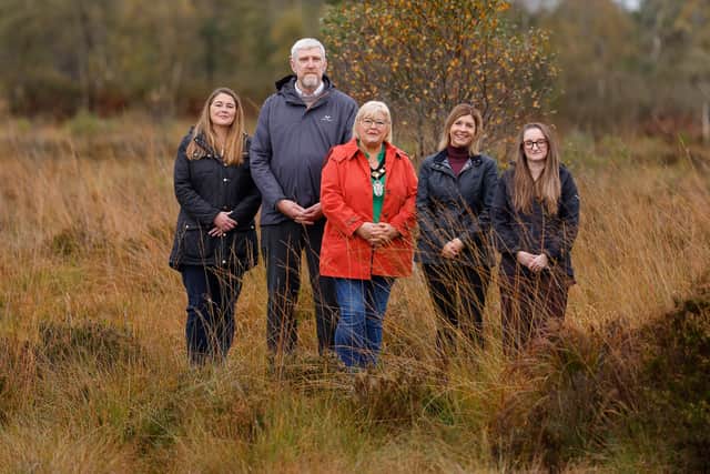 L:R – SEUPB Director, Joint Secretariat - Julie Kurth, Finance Minister, John O’Dowd, Lord Mayor, Councillor Mary O’Dowd, Interim Chief Executive ABC Council, Charlene Stoops and PEAT+ Director, Ulster Wildlife, Jenna Hewitt.