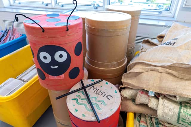 Examples of resources being repurposed for play.