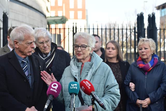 Family members of Robert Flowerday including Alan (brother) and Pat (sister)  speak to the media after Michael Gerard Owens  was given 16-year minimum jail term