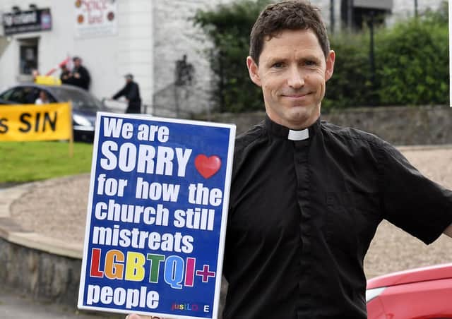 Rev Andrew Rawding taking party in Newry Pride in 2019.