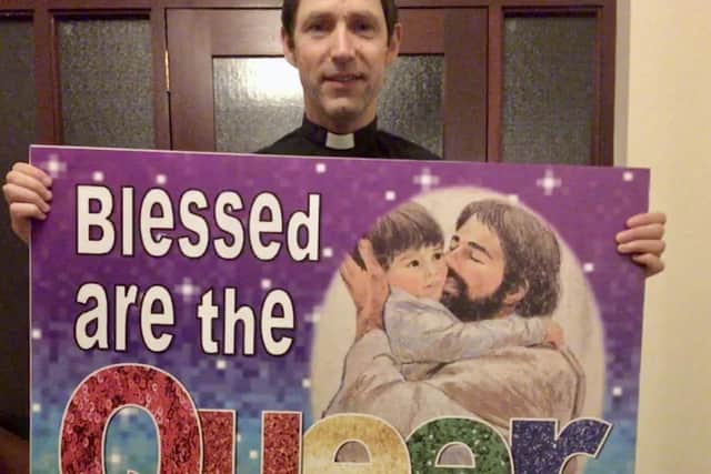 Rev Andrew Rawding unveiling the ‘Blessed are the Queer’ conference