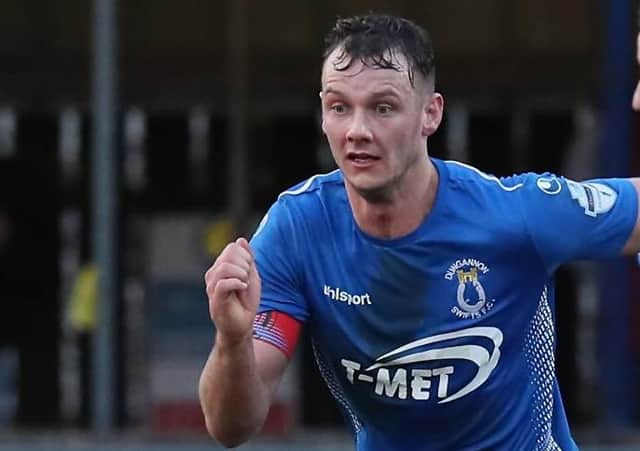 Seanan Clucas - pictured on duty for Dungannon Swifts - has signed for Glentoran. Pic by Pacemaker