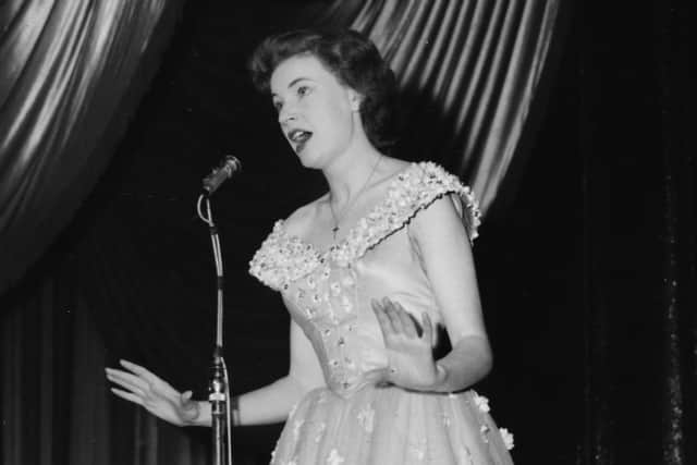 Singer Ruby Murray performing on stage circa 1955. (Photo by Keystone/Hulton Archive/Getty Images)
