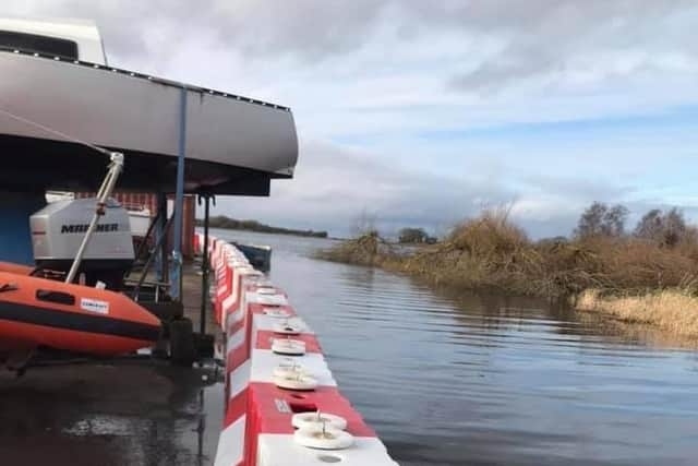 Flood barriers erected at Kinnego Marina