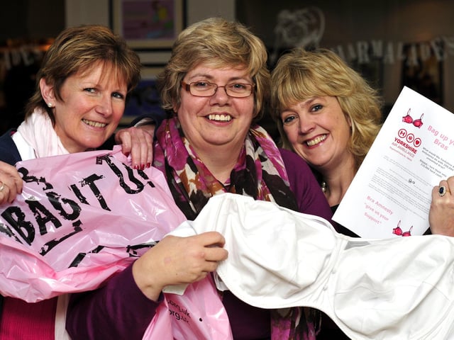Pictured, from left, are Katrina Shamel, Sally Robinson and Justine Craven who organised a bra fundraising event at Beiderbecke’s in support of the Yorkshire Air Ambulance.