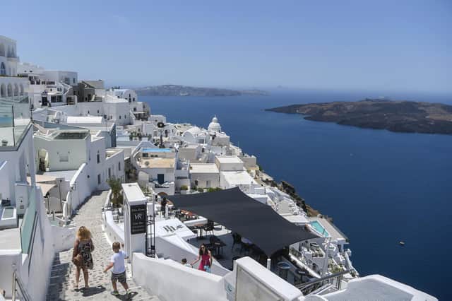 Santorini is one of the hot spots available on the Leeds Bradford Airport website.