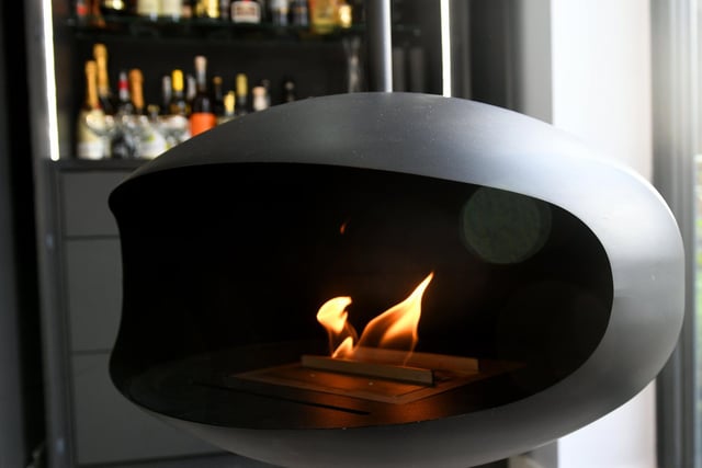 A close-up of the Aeris bioethanol fire from Cocoon