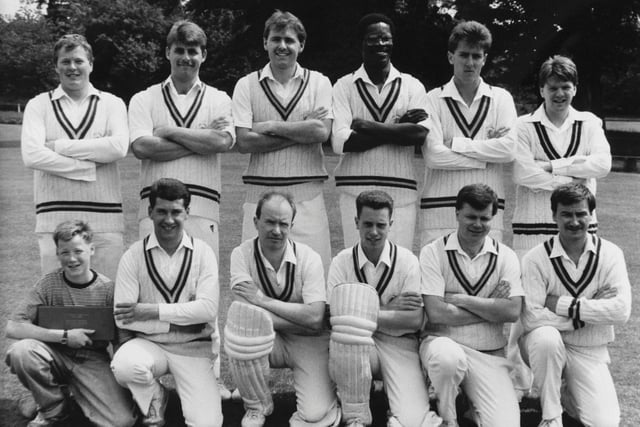 Horsforth Hall Park CC in June 1989. Pictured, back row from left, is Peter Kempton, Ian Bass, Martin Culley, Denis Rock, David Jebb and Phil Guest. Front row, from left, is Jamie Simpson (scorer), Craig Hobson, Neil Waite, Neil Cowgill, Simon Foxton and David Suddick.