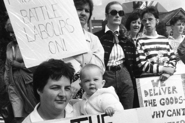 Staff at Leeds hospitals launched strike action over issues on pay in June 1989. Pictured is Sister Jill Hill with her daughter Kathryn.