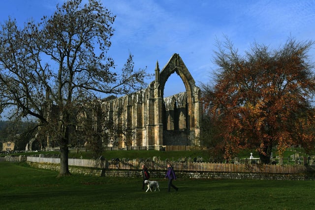Bolton Abbey in Wharfedale, North Yorkshire, England, takes its name from the ruins of the 12th-century Augustinian monastery now known as Bolton Priory. The priory closed in the 1539 Dissolution of the Monasteries ordered by King Henry VIII, is in the Yorkshire Dales, next to the village of Bolton Abbey.