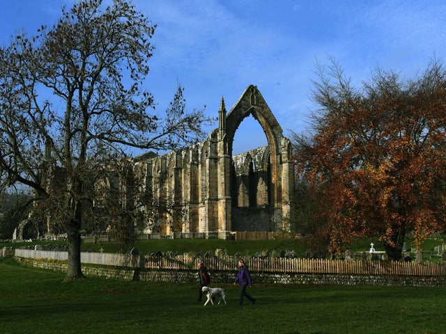 Bolton Abbey in Wharfedale, North Yorkshire, England, takes its name from the ruins of the 12th-century Augustinian monastery now known as Bolton Priory. The priory closed in the 1539 Dissolution of the Monasteries ordered by King Henry VIII, is in the Yorkshire Dales, next to the village of Bolton Abbey.