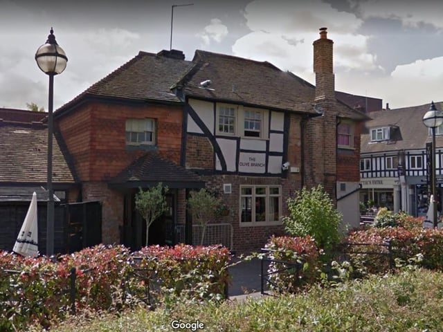 The Olive Branch.
12 Bishopric, Horsham RH12 1QR.
A 4 star rating on Trip Advisor with one reviewer calling it "faultlessly fabulous".
Photo from Google Maps street view.