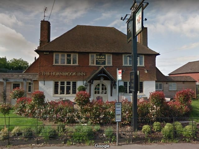The Hornbrook Inn.
Brighton Road, Horsham RH13 6QA.
A 4 star rating on Trip Advisor with one reviewer saying "5 star Xmas day meal".
Photo from Google Maps street view.