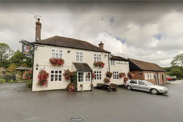 The Onslow Arms.
High Street, Loxwood RH14 0RD.
A 4 star rating on Trip Advisor with one reviewer saying "Super pub garden next to canal".
Photo from Google Maps street view.