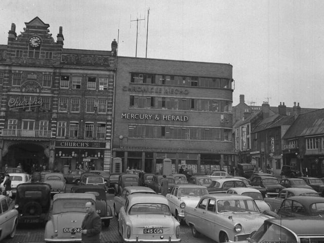 1964 showing Chron building and Emporium Arcade, which was demolished in the 1970s. When there was no market, the square became a popular free car park.