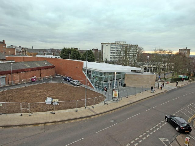 The view from the Mayorhold car park in 2014 of the new bus station