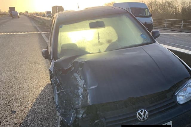 Officers attended a collision on the A1 south of Peterborough, they said at the time: " Currently dealing with RTC involving this Golf & HGV which unfortunately failed to stop. Please contact police on 101 quoting inc 74 if you have any info regarding the HGV. "