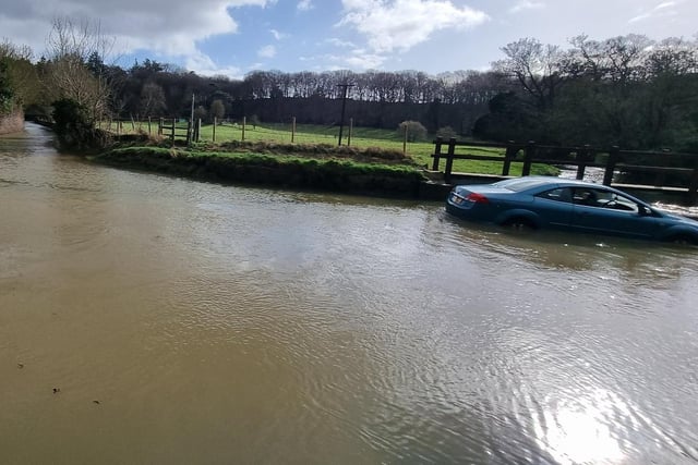 Elsewhere in the region officers issued a safety warning after helping a driver stuck in flood waters. They said on social media at the time on Monday: "This driver attempted to drive through the flood water, however, became rather stuck. Please do not risk it, seek alternative routes."