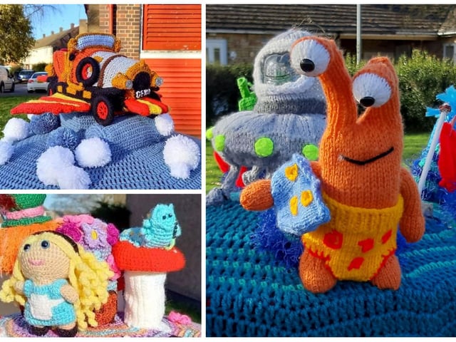 You can spot Chitty Chitty Bang Bang, Alice in Wonderland and some Aliens on the Yarn Bomb Trail.