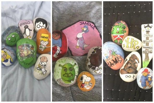 Some of the fantastic painted pebbles - featuring the likes of Harry Potter, Snoopy and Paddington Bear