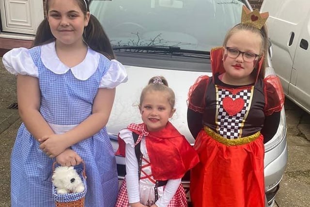 Zoe Matthews sent in this picture of eight-year-old Mia dressed as Dorothy, four-year-old Emily as Little Red Riding Hood and seven-year-old Millie as the Queen of Hearts