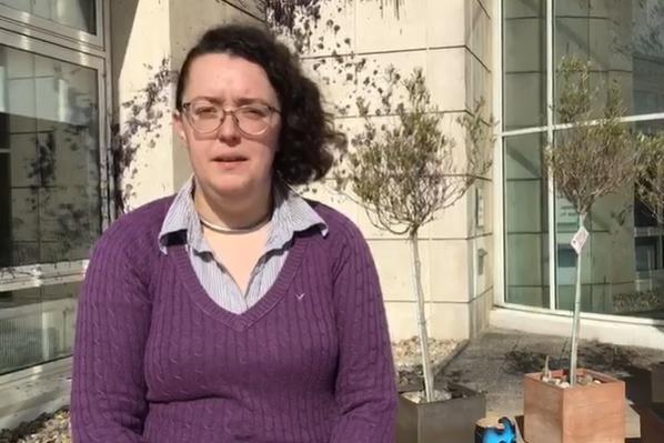 Phyllis Lake spokesperson for XR Midlands explaining the protest as Extinction Rebellion members targeting Barclays in Northampton on Monday (March 14).