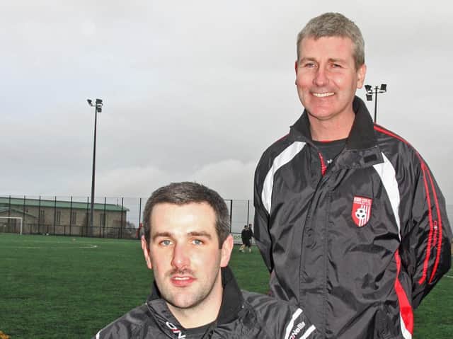 Derry City manager Stephen Kenny pictured with latest recruit Stephen Parkhouse way back in 2010
