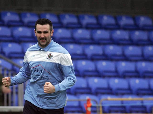 Striker Stephen Parkhouse celebrating another Institute goal at the Riverside Stadium.