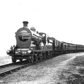 The Belfast to Kingstown Mail Train of the late 1910s and early 1920s with S class 4-4-0 No 172 "Slieve Donard" in charge. The Travelling Post Office carriage is next the locomotive. Sister loco No 171 "Slieve Gullion" is now in the care of the Railway Preservation Society of Ireland